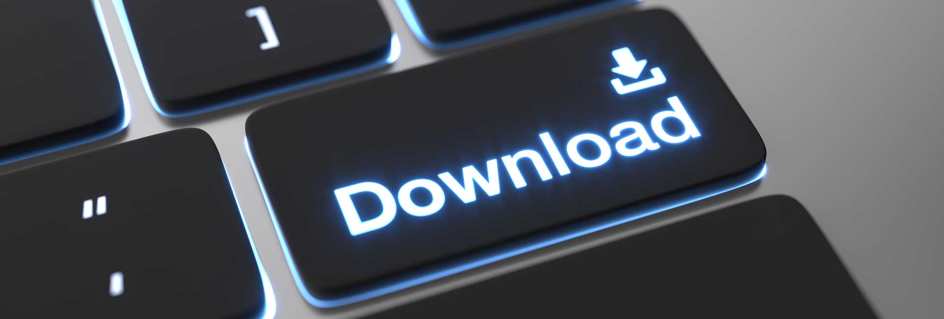 Tasto di una tastiera retro illuminata per effettuare il download