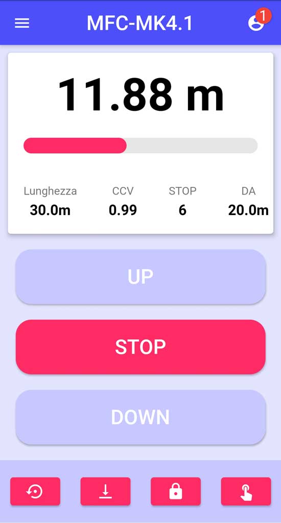 Schermata principale dell'APP MFC-MK4.1 il nostro salpa ancora wireless